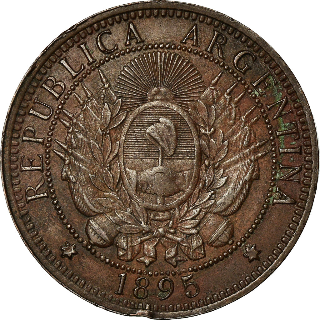 Coin, Argentina, 2 Centavos, 1895, EF(40-45), Bronze, KM:33
