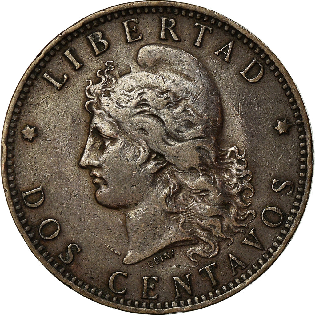 Coin, Argentina, 2 Centavos, 1893, EF(40-45), Bronze, KM:33