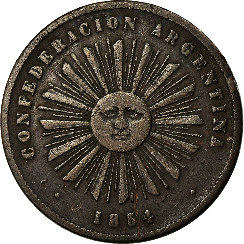 Coin, Argentina, 2 Centavos, 1854, VF(30-35), Copper, KM:24