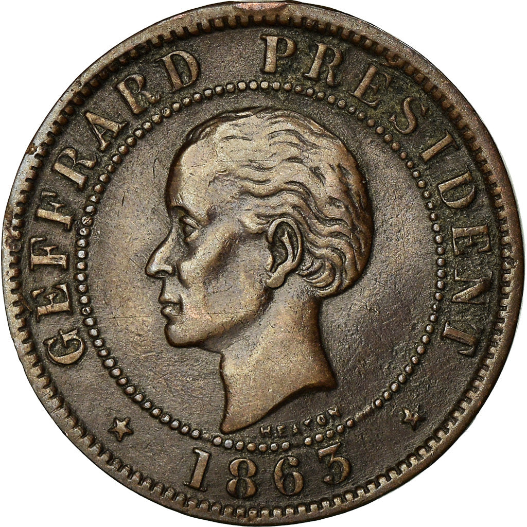 Coin, Haiti, 10 Centimes, 1863, AU(50-53), Bronze, KM:40