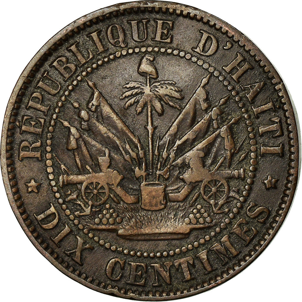 Coin, Haiti, 10 Centimes, 1863, AU(50-53), Bronze, KM:40