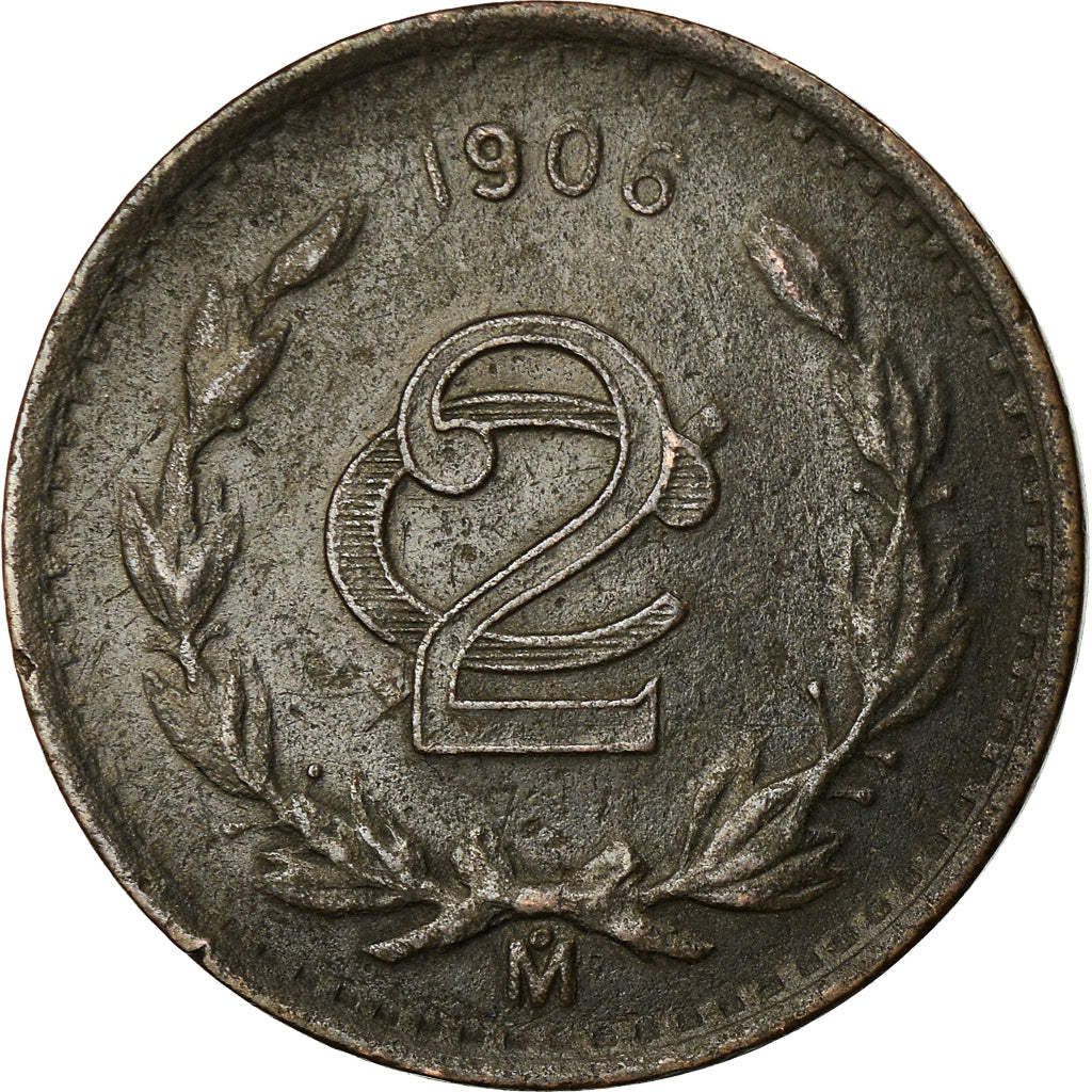 Moneda, México, 2 Centavos, 1906, Mexico City, MBC, Bronce, KM:419