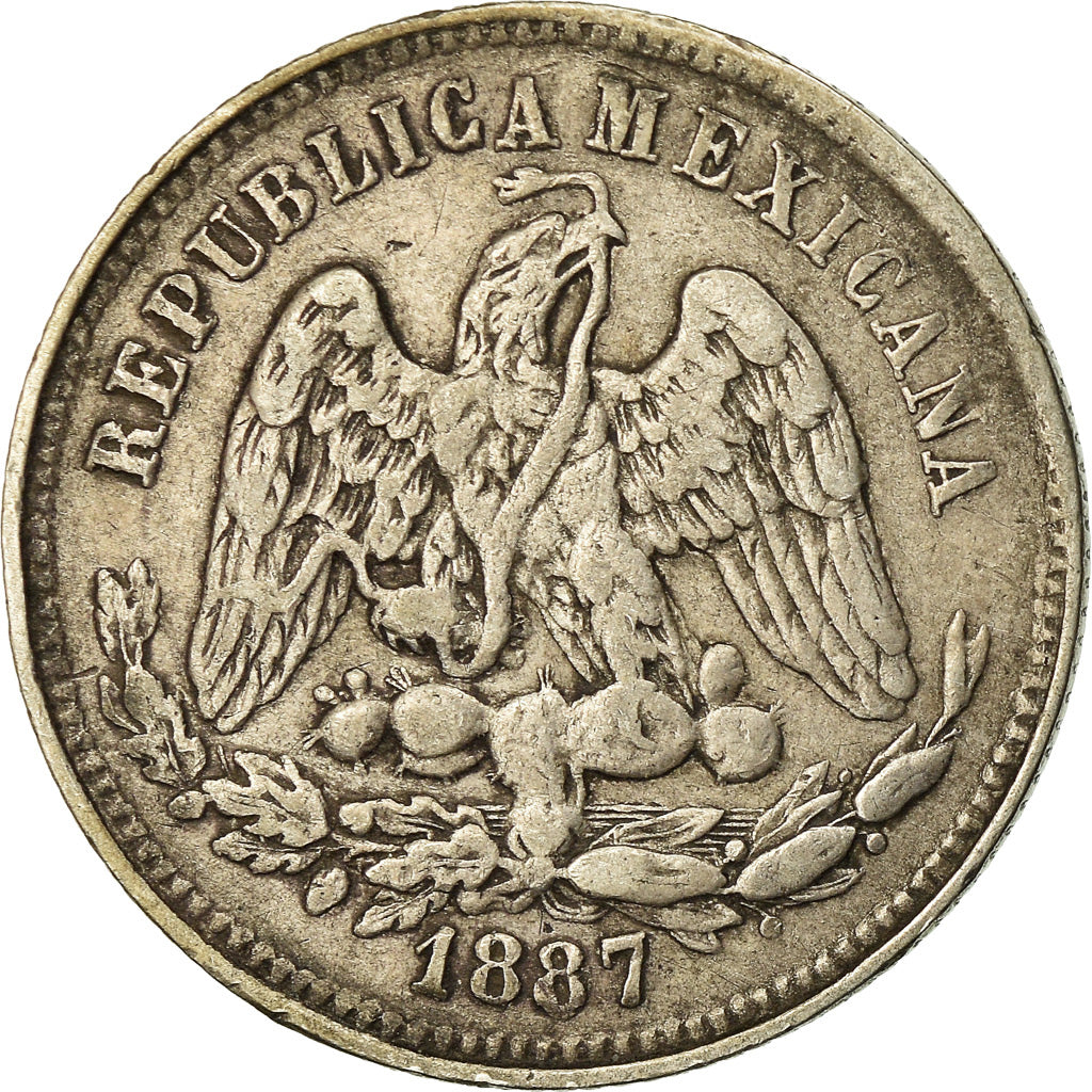 Coin, Mexico, 25 Centavos, 1887, San Luis Potosi, EF(40-45), Silver, KM:406.8