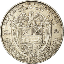 Coin, Panama, 1/4 Balboa, 1962, AU(50-53), Silver, KM:11.2