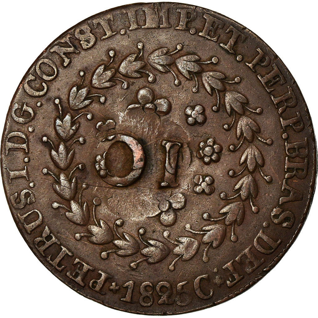 Coin, Brazil, 10 Reis, 1825, Cuiaba, EF(40-45), Copper, KM:427.1