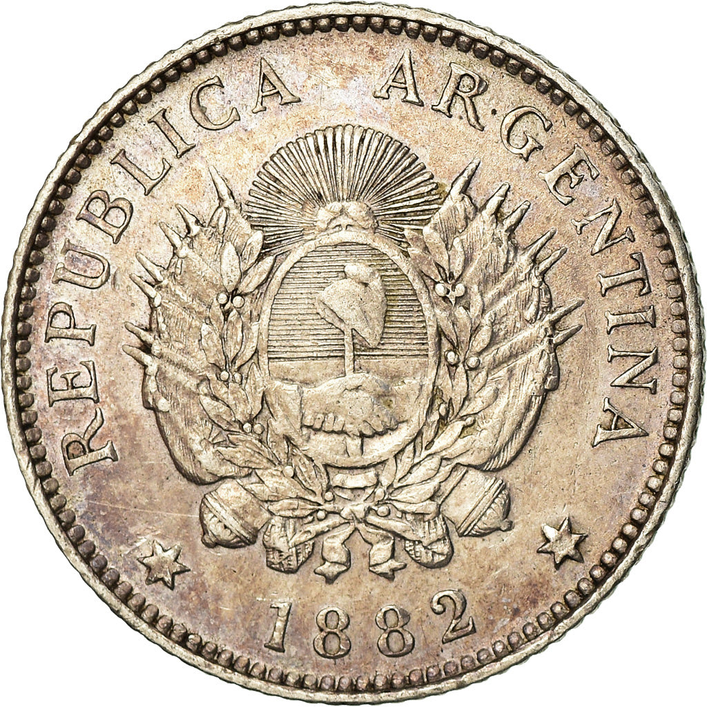 Coin, Argentina, 20 Centavos, 1882, AU(50-53), Silver, KM:27