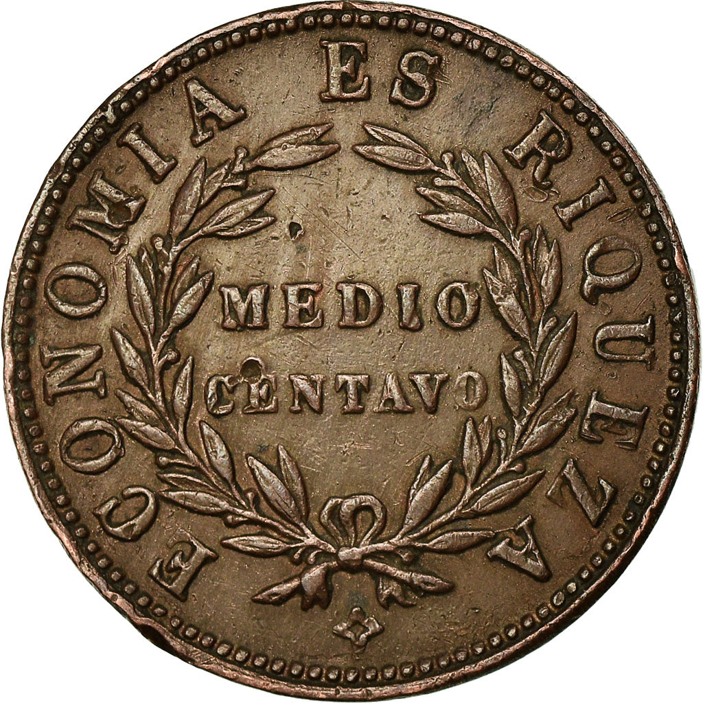 Coin, Chile, 1/2 Centavo, 1853, EF(40-45), Copper, KM:126