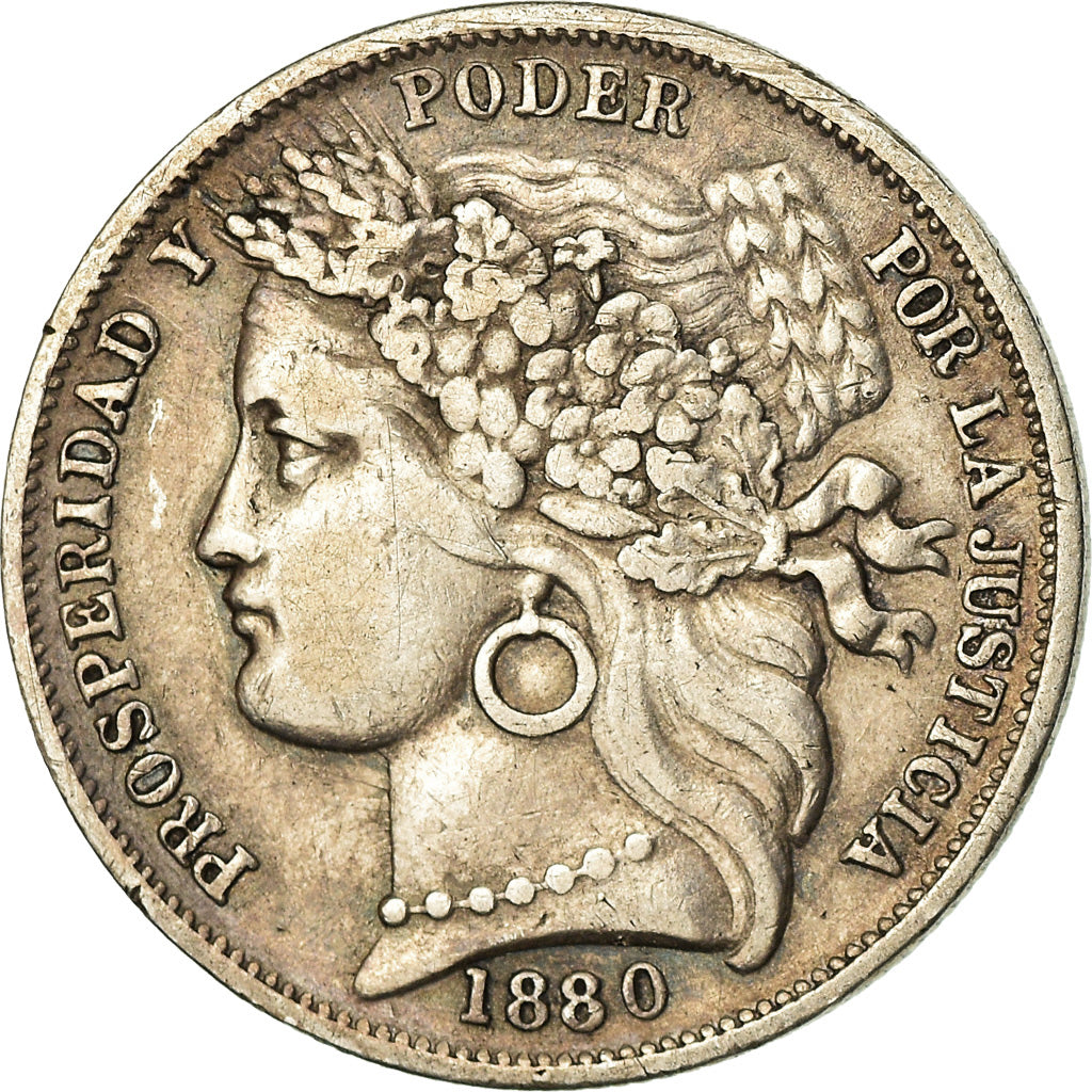 Coin, Peru, Peseta, 1880, Lima, AU(50-53), Silver, KM:200.1