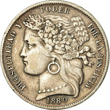 Coin, Peru, Peseta, 1880, Lima, AU(50-53), Silver, KM:200.1
