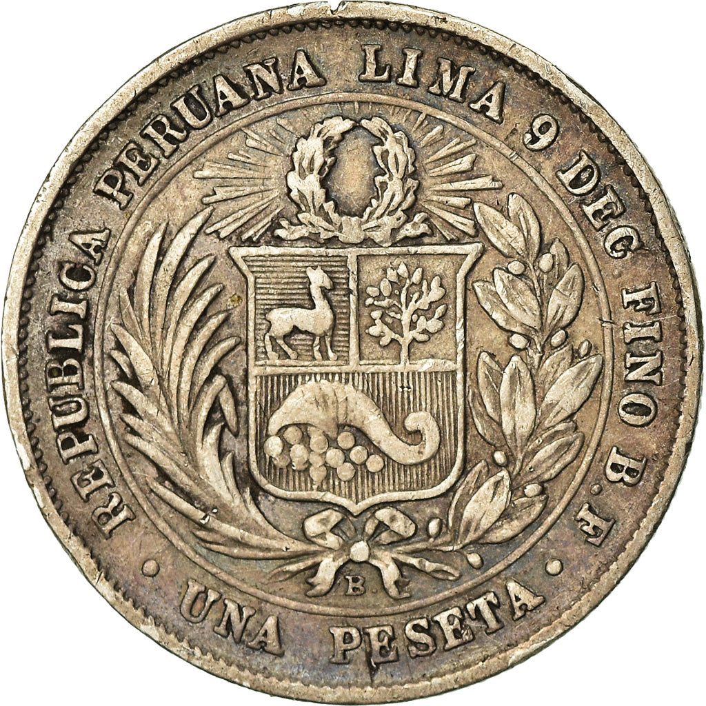 Coin, Peru, Peseta, 1880, Lima, AU(50-53), Silver, KM:200.1