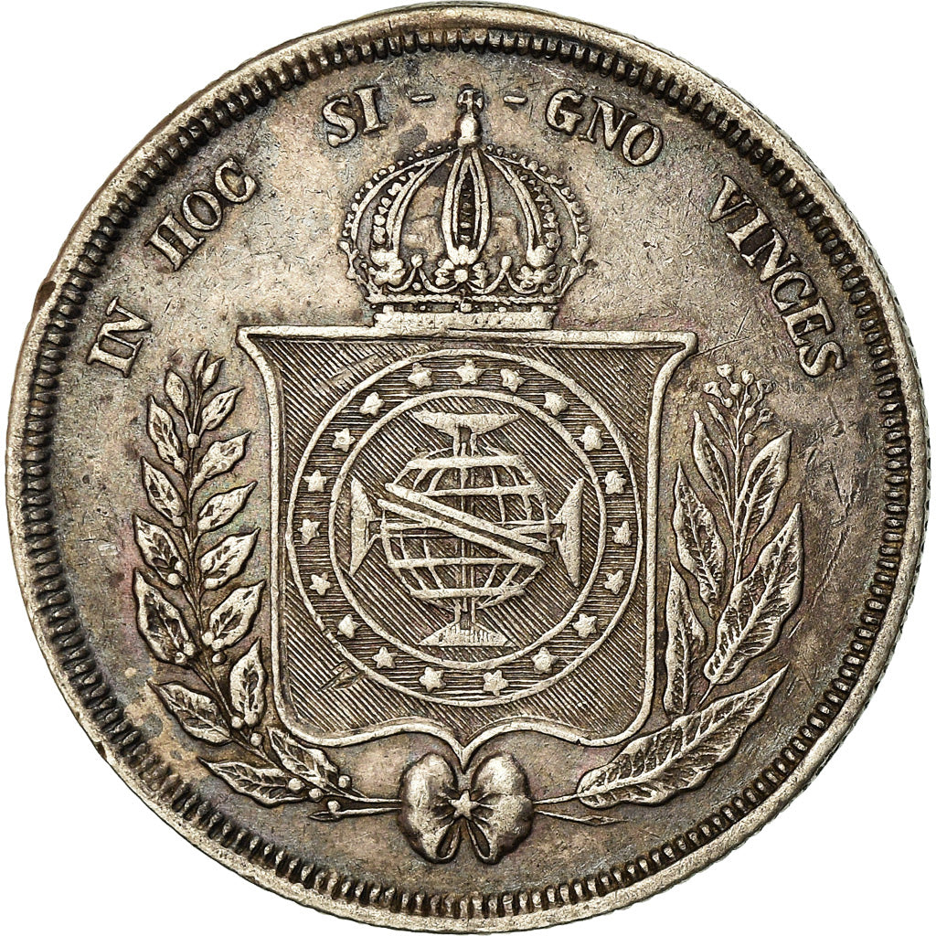 Coin, Brazil, Pedro II, 500 Reis, 1861, AU(50-53), Silver, KM:464