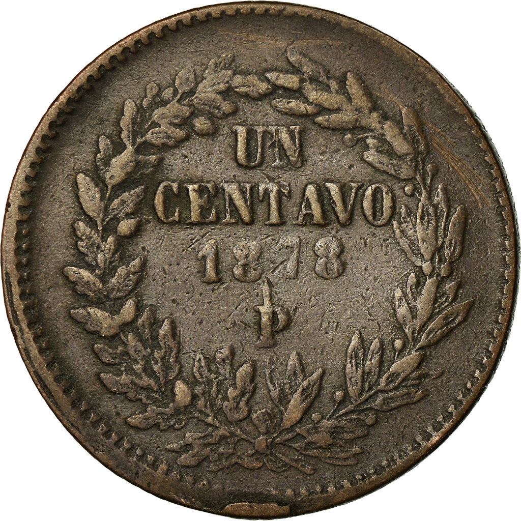 Moneda, México, Centavo, 1878, San Luis Potosi, MBC, Cobre, KM:391.8