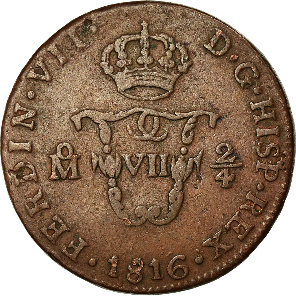 Moneda, México, Ferdinand VII, 2/4 Senal, 1/4 Real, 1816, Mexico City, MBC