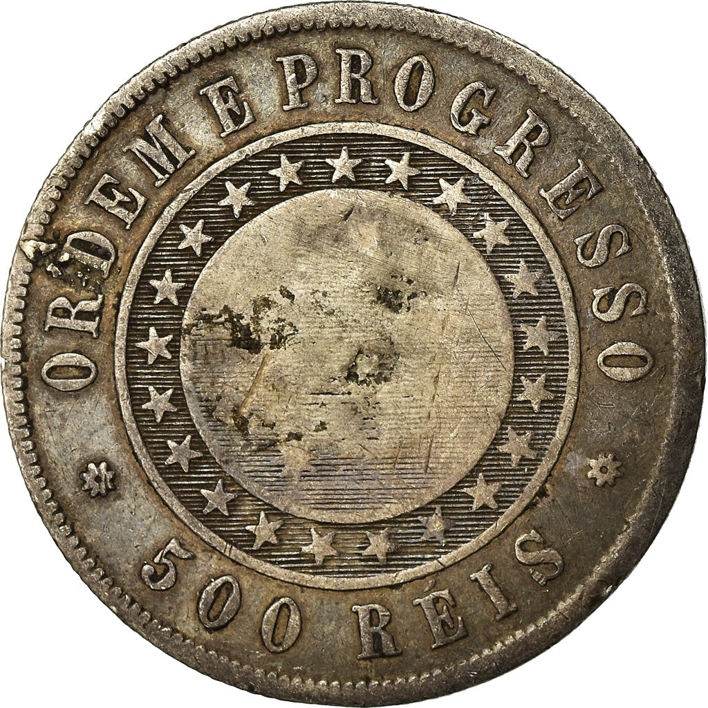 Coin, Brazil, 500 Reis, 1889, VF(30-35), Silver, KM:494