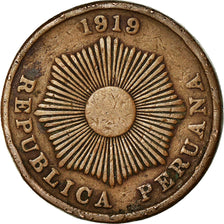 Coin, Peru, 2 Centavos, 1919, Philadelphia, EF(40-45), Copper Or Bronze, KM:A212