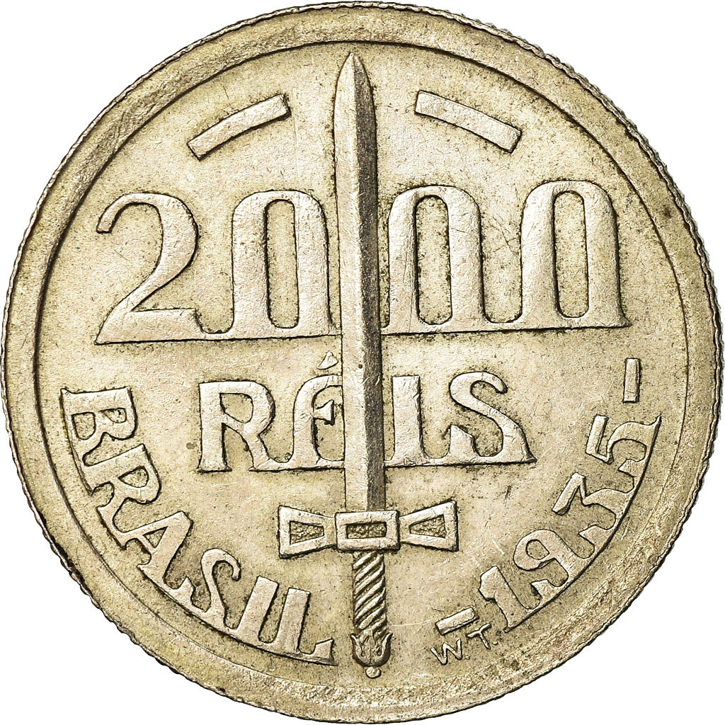 Münze, Brasilien, 2000 Reis, 1935, SS+, Silber, KM:535