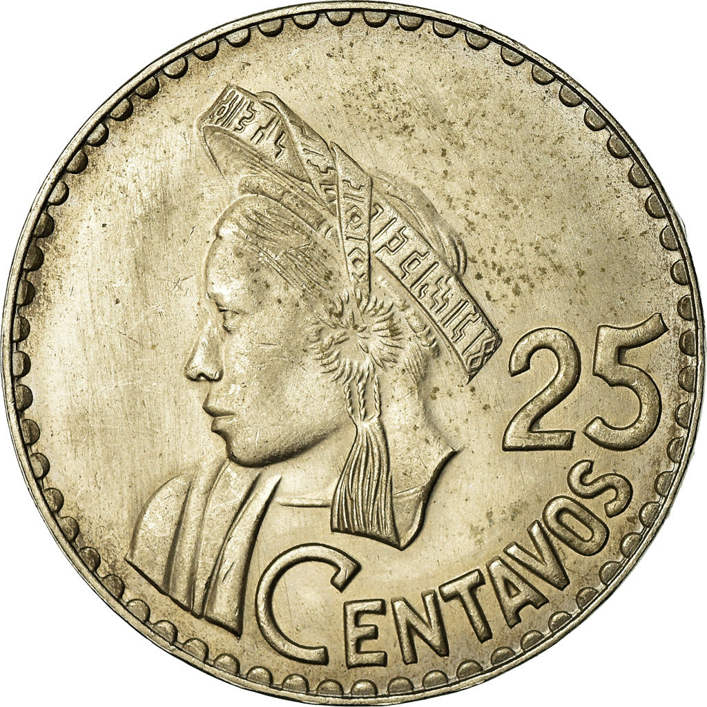 Moneda, Guatemala, 25 Centavos, 1966, MBC+, Cobre - níquel, KM:268