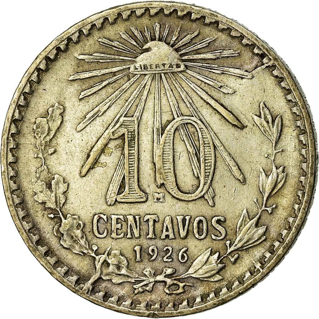 Moneda, México, 10 Centavos, 1926, Mexico City, MBC, Plata, KM:431