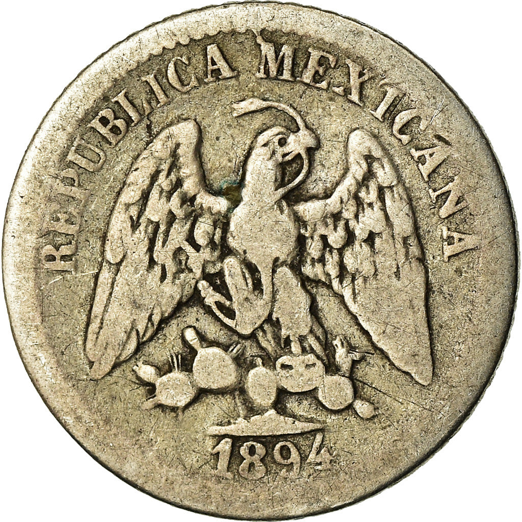Coin, Mexico, 5 Centavos, 1894, Mexico City, VF(20-25), Silver, KM:398.7