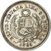 Moneda, Perú, SOUTH PERU, 1/5 Sol, 1865, Lima, MBC, Plata, KM:191