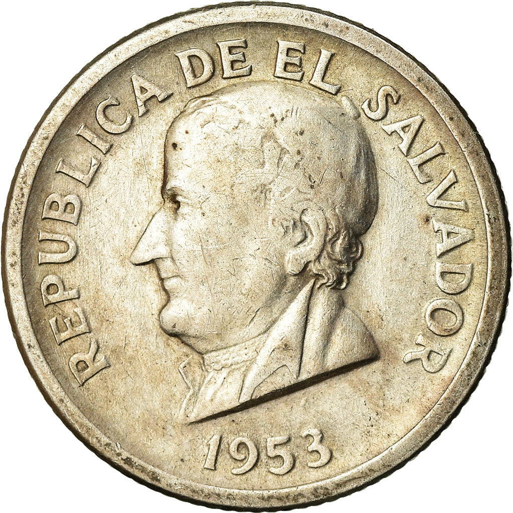 Moneda, El Salvador, 25 Centavos, 1953, MBC, Plata, KM:137