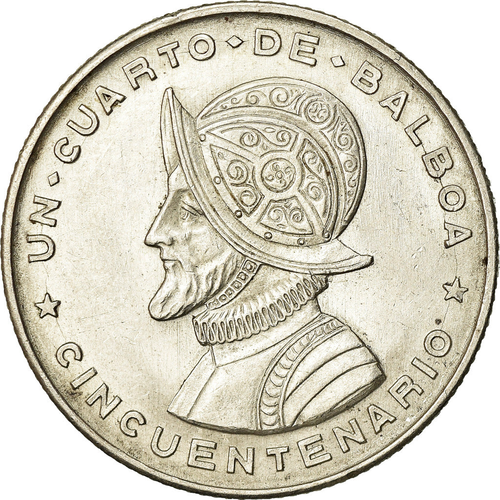 Coin, Panama, 1/4 Balboa, 1953, AU(55-58), Silver, KM:19