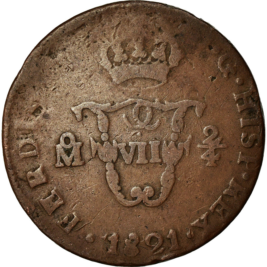 Moneda, México, Ferdinand VII, 2/4 Senal, 1/4 Real, 1821, Mexico City, BC