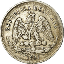 Coin, Mexico, 25 Centavos, 1887, Guanajuato, EF(40-45), Silver, KM:406.5