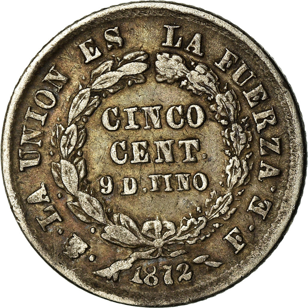 Münze, Bolivien, 5 Centavos, 1872, SS, Silber, KM:156.3