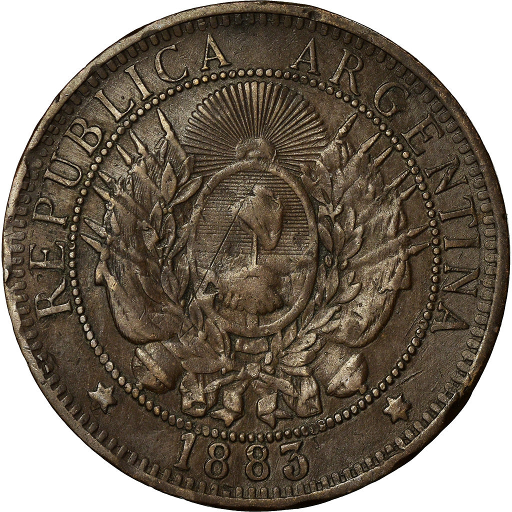 Coin, Argentina, 2 Centavos, 1883, EF(40-45), Bronze, KM:33