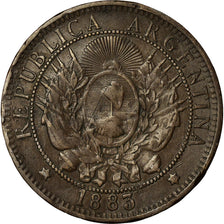 Coin, Argentina, 2 Centavos, 1883, EF(40-45), Bronze, KM:33