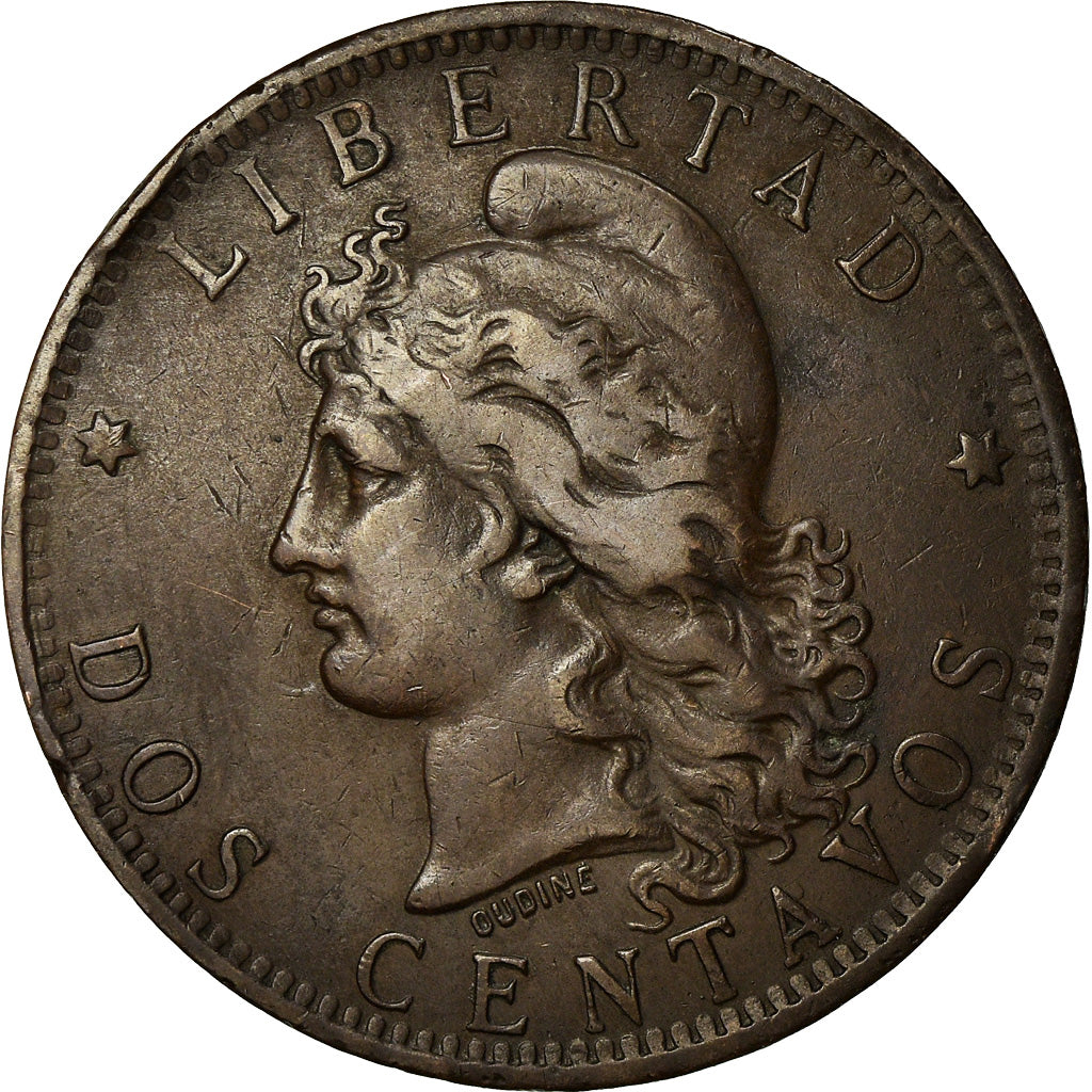 Coin, Argentina, 2 Centavos, 1883, EF(40-45), Bronze, KM:33