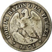 Moneda, Chile, 20 Centavos, 1871, Santiago, BC+, Plata, KM:138.1
