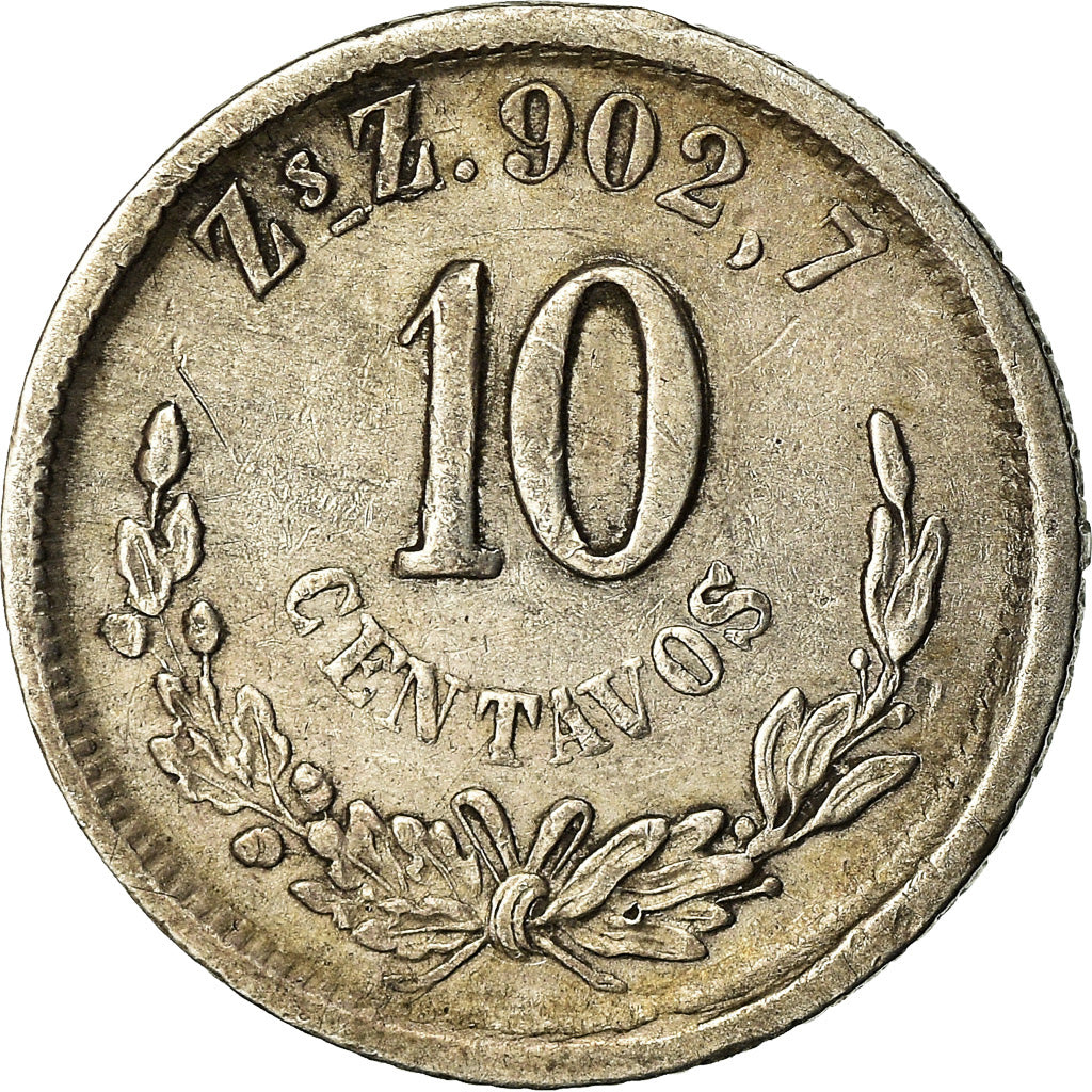 Coin, Mexico, 10 Centavos, 1892, Zacatecas, EF(40-45), Silver, KM:403.10
