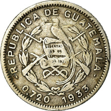 Moneda, Guatemala, 5 Centavos, 1933, MBC, Plata, KM:238.2