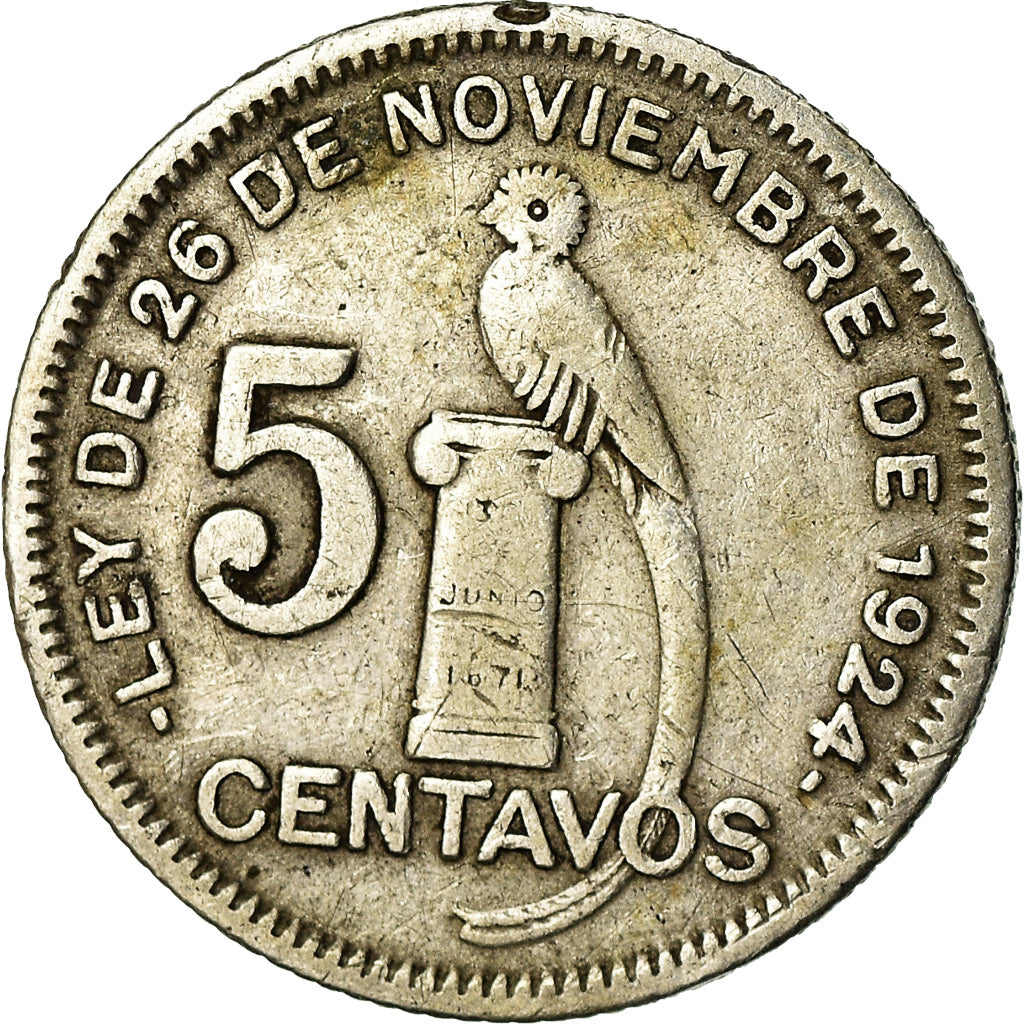 Moneda, Guatemala, 5 Centavos, 1933, MBC, Plata, KM:238.2