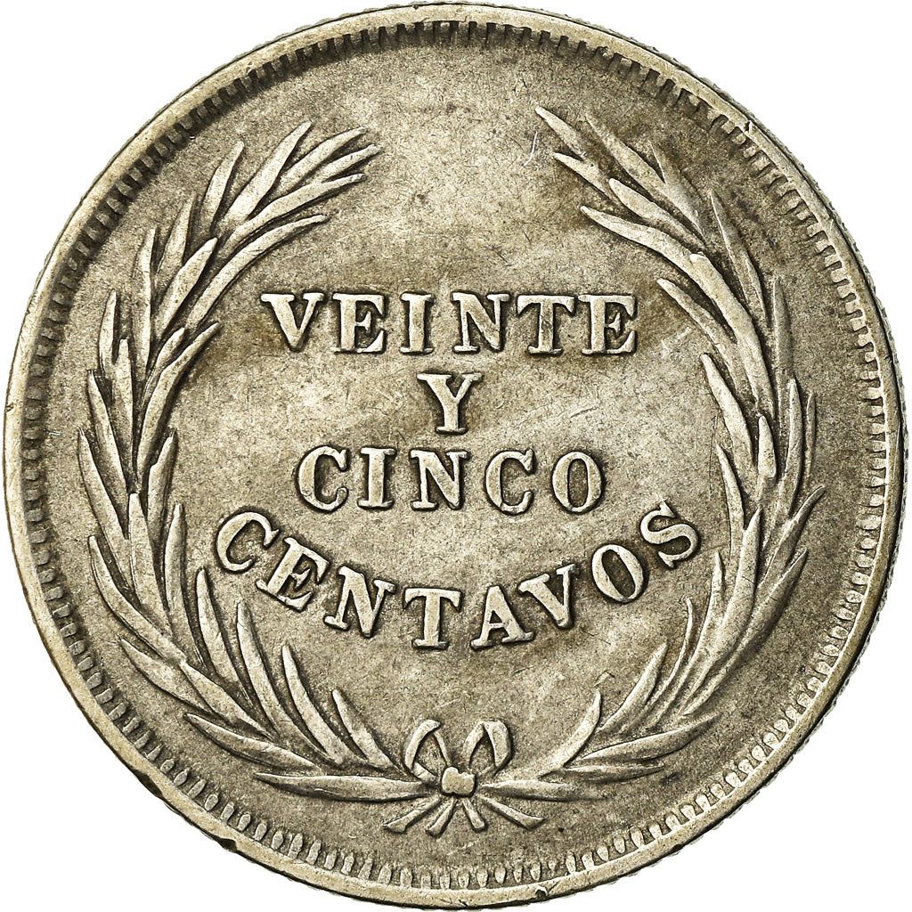 Coin, El Salvador, 25 Centavos, 1914, EF(40-45), Silver, KM:126