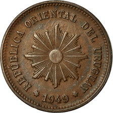 Coin, Uruguay, 5 Centesimos, 1949, Santiago, AU(50-53), Copper, KM:21a