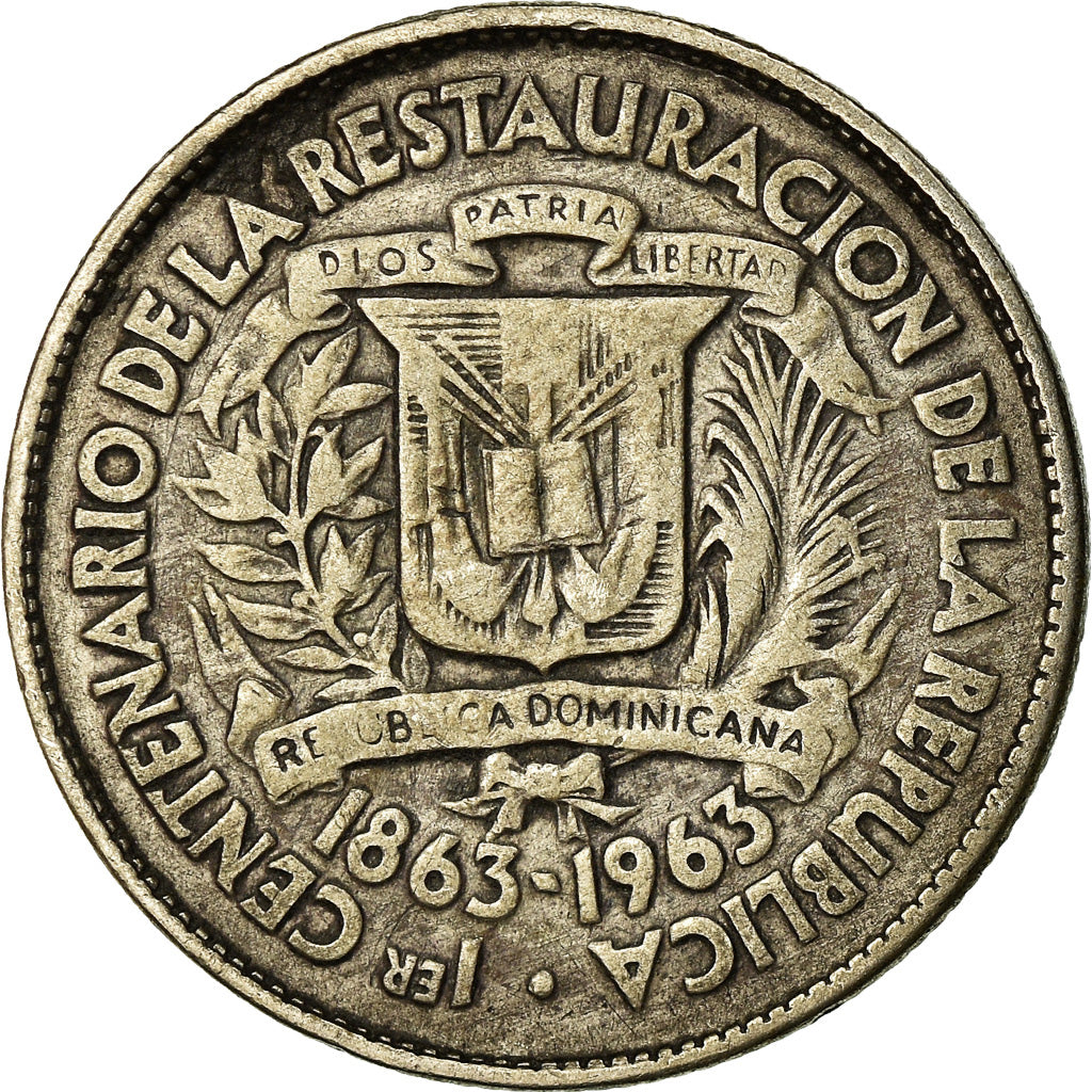 Coin, Dominican Republic, 25 Centavos, 1963, EF(40-45), Silver, KM:28