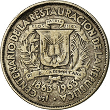 Coin, Dominican Republic, 25 Centavos, 1963, EF(40-45), Silver, KM:28