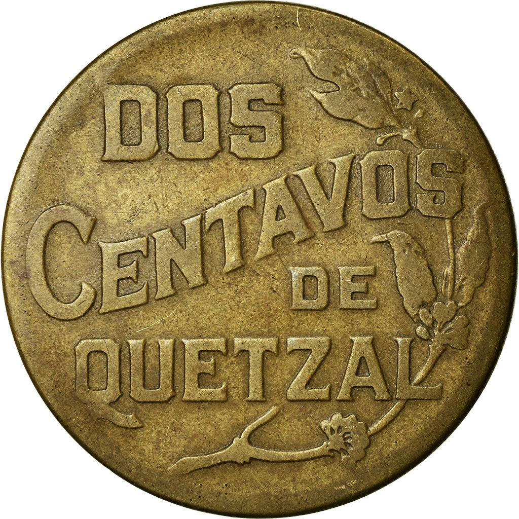 Moneda, Guatemala, 2 Centavos, Dos, 1943, BC+, Latón, KM:252