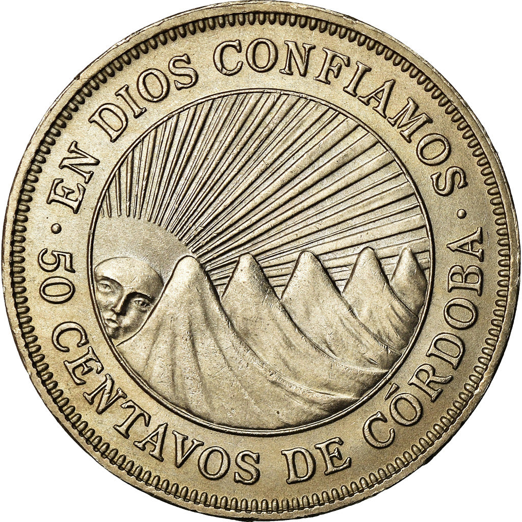 Coin, Nicaragua, 50 Centavos, 1954, AU(55-58), Copper-nickel, KM:19.1