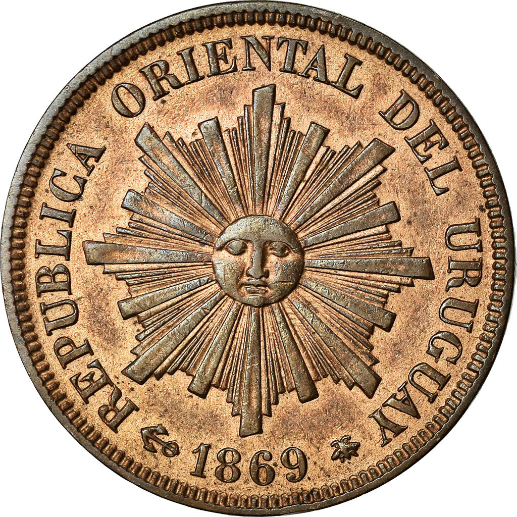 Coin, Uruguay, Centesimo, 1869, Uruguay Mint, Paris, Berlin, Vienna, AU(55-58)