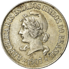 Coin, Brazil, 500 Reis, 1907, EF(40-45), Silver, KM:506