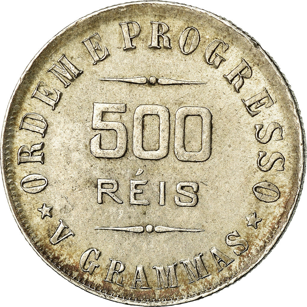 Coin, Brazil, 500 Reis, 1907, EF(40-45), Silver, KM:506