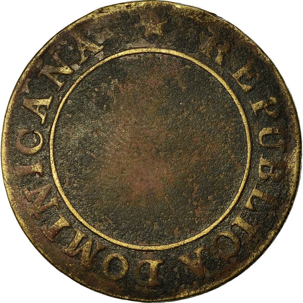 Moneda, República Dominicana, 1/4 Réal, 1848, BC, Latón, KM:2