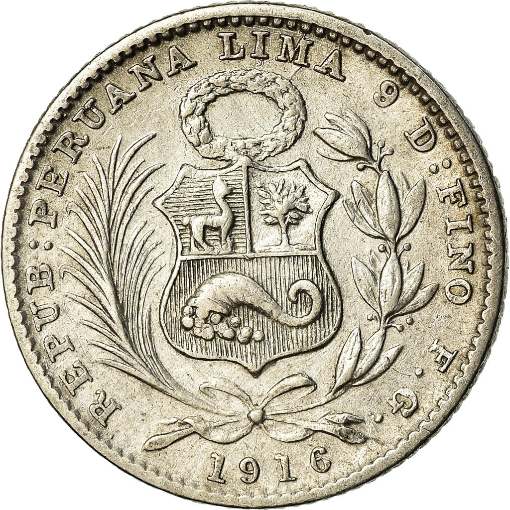 Coin, Peru, Dinero, 1916, Lima, AU(50-53), Silver, KM:204.2