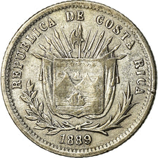 Moneda, Costa Rica, 5 Centavos, 1889, Heaton, Birmingham, England, MBC, Plata