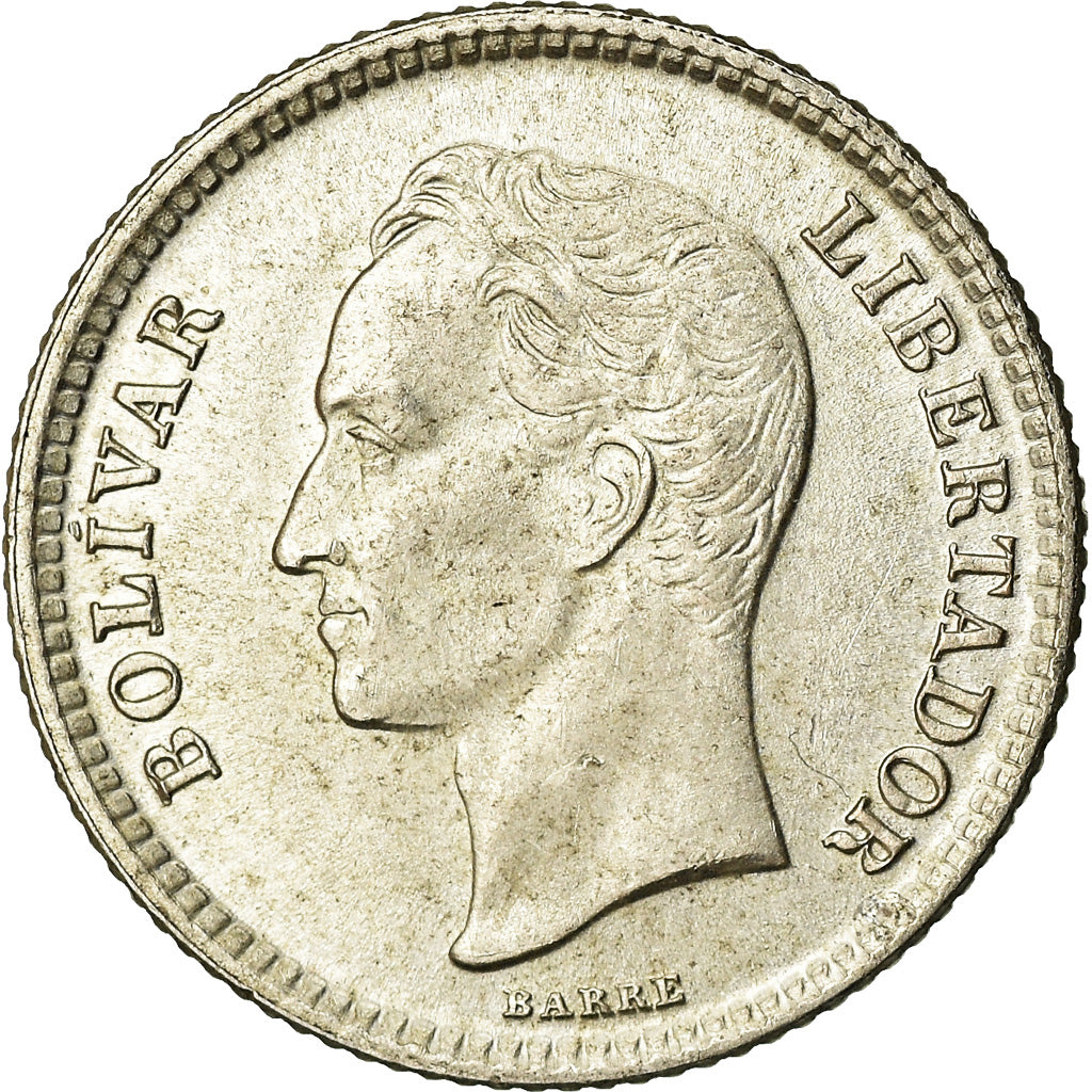 Coin, Venezuela, 25 Centimos, 1954, AU(55-58), Silver, KM:35