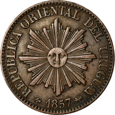 Coin, Uruguay, 5 Centesimos, 1857, Lyon, France, EF(40-45), Copper, KM:8
